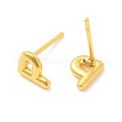 Brass Hollow Out Initial Letter Stud Earrings&nbsp;EJEW-A044-01G-P