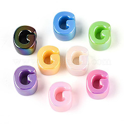 UVメッキ不透明アクリルヨーロピアンビーズ  大穴ビーズ  ミックスカラー  文字g  20.5x17.5x13.5mm  穴：6mm&nbsp;OACR-M027-03G