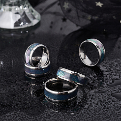 5個 5スタイル 201ステンレススチール製指輪 男性用  ステンレス鋼色  8mm  内径：16.1~20mm  1個/スタイル&nbsp;RJEW-UN0002-98