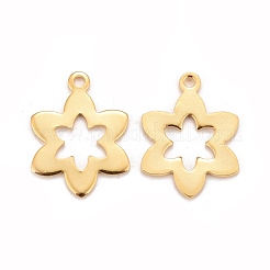 ステンレスペンダント201個  花  24KGP本金メッキ  17x13x0.8mm  穴：1.4mm&nbsp;STAS-K217-16G