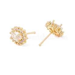 Cubic Zirconia Oval Stud Earrings&nbsp;EJEW-F282-23G
