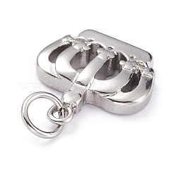変色しない304ステンレススチールペンダント  丸カン付き  クラウン  ステンレス鋼色  19.5x18x4mm  穴：5mm&nbsp;LS-STAS-H144-01P
