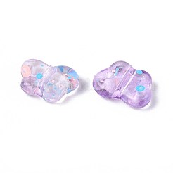 スプレー塗装透明アクリルビーズ  蝶  プラム  7x10x3mm  穴：1.5mm  約3570個/500g&nbsp;OACR-N149-01E