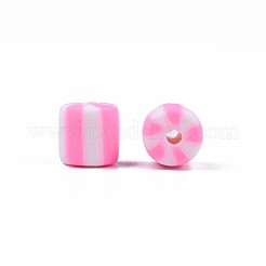 手作り樹脂粘土ビーズ連売り  コラム  ショッキングピンク  6x6mm  穴：1.5mm  約63個/連  15.55インチ〜15.94インチ（39.5~40.5cm）&nbsp;CLAY-T020-12F