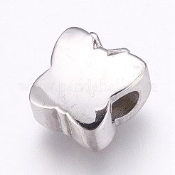 304ステンレススチールヨーロピアンビーズ  大穴ビーズ  ラインストーン付き  蝶  クリスタル  12x12x8mm  穴：4mm&nbsp;CPDL-G001-03A