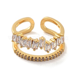 Brass with Cubic Zirconia Open Cuff Rings&nbsp;LS-RJEW-B053-03