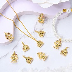 5Pcs Brass Micro Pave Cubic Zirconia Pendants&nbsp;KK-SZ0007-96A