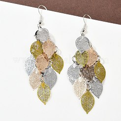 430 Stainless Steel Leaf Dangle Earrings&nbsp;EJEW-A137-06P-05
