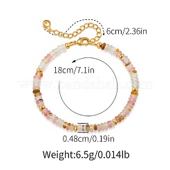 Handmade Watermelon Stone Glass Rondelle Beaded Bracelets with 304 Stainless Steel End Chains&nbsp;XL9343-7