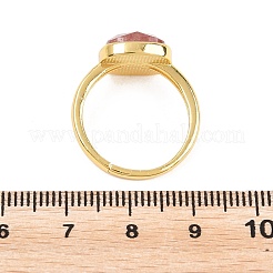 Natural Strawberry Quartz Finger Rings with Brass Findings&nbsp;G-H353-04G-05