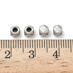 304ステンレススチールビーズ  ポリゴン  多面カット  ステンレス鋼色  4x4x4.8mm  穴：1.6mm&nbsp;STAS-D204-28P