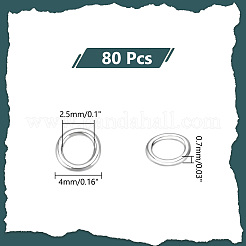 スターリングシルバーのはんだ付けクローズド丸カン80個925個  ラウンド  銀  21ゲージ  4x0.7mm&nbsp;STER-PH0001-48
