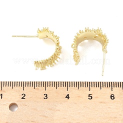 真鍮マイクロパヴェクリアキュービックジルコニアスタッドピアスのパーツ  14KGP本金メッキ  長方形  17x12.5mm  穴：1.2mm  ピン：1mm&nbsp;LS-KK-Z106-02G-01
