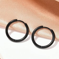 202 ステンレススチール ハギーフープピアス  低刺激性のイヤリング  316サージカルステンレスピン付き  イオンプレーティング（ip）  ブラック  19x2mm&nbsp;EJEW-F111A-19mm-EB