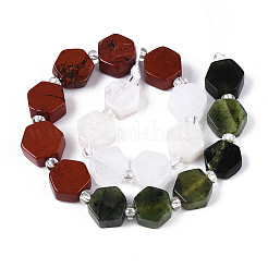 Natural Canada Jade & Red Jasper & Rainbow Moonstone Beads Strands&nbsp;G-T144-17B-01