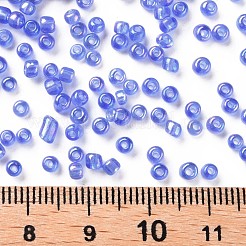 ラウンドガラスシードビーズ  透明色の虹  ラウンド  コーンフラワーブルー  8/0  3mm  穴：1mm  約10000個/ポンド&nbsp;SEED-A007-3mm-166