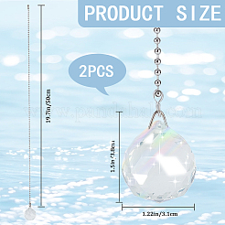 Glass Teardrop Shape Ceiling Fan Pull Chain Extenders&nbsp;HJEW-WH0048-05