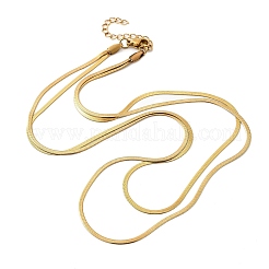 304 Stainless Steel Flat Snake Chain Double Chain Necklaces&nbsp;NJEW-Q039-01G