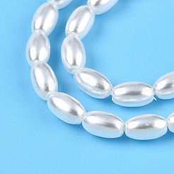 透明スプレー塗装ガラスビーズ連売り  オーバル  乳白色  5.5x3.5mm  穴：0.8mm  約75~77個/連  15.75~15.94インチ（40~40.5cm）&nbsp;GLAA-N001-25