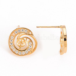 Brass Micro Pave Clear Cubic Zirconia Stud Earring Findings&nbsp;KK-S356-245-NF