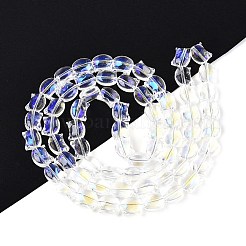 電気メッキガラスビーズセット  ABカラーメッキ  猫の形  ブルー  8x10x5mm  穴：1mm  約65個/連  24.41''（62センチメートル）&nbsp;EGLA-Q128-07A-AB02