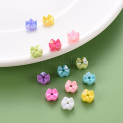 不透明なアクリルビーズ  染め  ABカラー  花  ミックスカラー  9x5.5mm  穴：1.6mm  約2170個/500g&nbsp;TACR-S153-38I