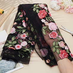 1 Yard Flower Pattern Embroidery Polyester Fabric&nbsp;AJEW-WH0314-473B