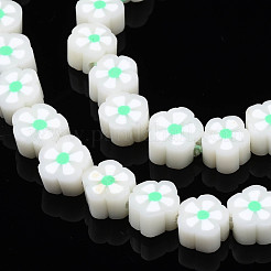 手作り樹脂粘土ビーズ連売り  花  春の緑  6.5~10x7~10.5x4~5mm  穴：1.6mm  約40個/連  11.61インチ〜13.19インチ（29.5~33.5cm）&nbsp;CLAY-N011-48B-A01