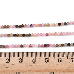 天然のマルチカラートルマリンビーズ連売り  グレードAA  多面カット  ラウンド  2mm  穴：0.5mm  約210~220個/連  15.7インチ（40cm）&nbsp;G-F509-11-2mm