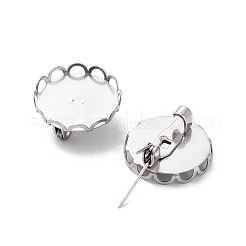 変色しない304ステンレススチールのブローチベースセッティング  ラウンド  ステンレス鋼色  16x3mm  トレイ：15.5mm&nbsp;FIND-D035-03A-P