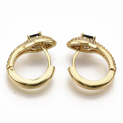 Brass Micro Pave Cubic Zirconia Huggie Hoop Earrings&nbsp;EJEW-S208-057A