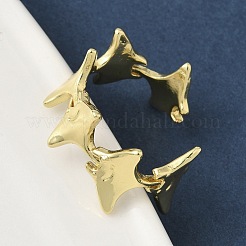 真鍮製カフリング  魚  長持ちメッキ  ラックめっき  鉛フリー＆カドミウムフリー  18KGP本金メッキ  11.5mm&nbsp;RJEW-H256-22G