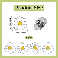 12Pcs White Daisy Enamel Pins&nbsp;JEWB-PH0001-49A