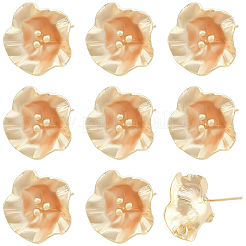 真鍮スタッドピアス金具14個  花  ニッケルフリー  18KGP本金メッキ  18~19x18~19mm  穴：1.4mm  ピン：0.8mm&nbsp;KK-BBC0020-88
