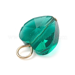 クリアガラスチャーム  ハート  304ステンレススチールループ付き  多面カット  ミックスカラー  14x10x7mm  穴：3.5x2.5mm&nbsp;PALLOY-JF03337