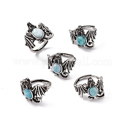 Dinosaur Natural Gemstone Adjustable Rings&nbsp;RJEW-G273-01AS