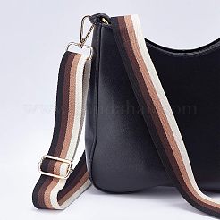 調節可能なキャンバスバッグハンドル  合金回転式ナスカン付き  バッグストラップ用交換アクセサリー用  縞模様  シャンパンイエロー  ゴールド  ブラック  72~130x3.8x0.3cm  合金スイベルクラスプ：6x4.6x0.8cm&nbsp;FIND-WH0053-49KCG-B