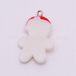 Opaque Resin Pendants with Platinum Tone Iron Accessories&nbsp;RESI-WH0014-02