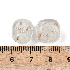 手作りゴールドパウダー入りランプワークビーズ  cloumn  ホワイト  12x11mm  穴：1.6~1.8mm&nbsp;LAMP-H069-01D