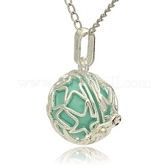 Silver Color Plated Brass Hollow Round Cage Pendants&nbsp;KK-J231-08S