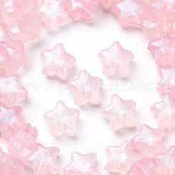 明るい透明なアクリルビーズ  キラキラビーズ  暗闇で光る  スター  ピンク  10x11x6mm  穴：2mm&nbsp;MACR-D024-24C