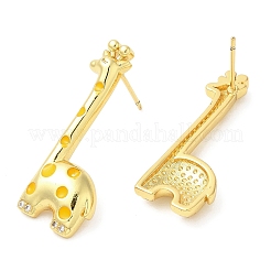 Rack Plating Brass Enamel Giraffe Stud Earrings with Cubic Zirconia&nbsp;EJEW-D061-24G