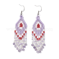 Natural Amethyst Rhombus Dangle Earrings&nbsp;EJEW-MZ00567-05