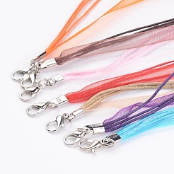 ジュエリー作りのネックレスコード  オーガンジーリボン＆ワックスドコットンコード＆アイアンクラスプ  ミックスカラー  430x6mm&nbsp;FIND-R001-M