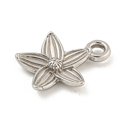 変色しない304ステンレススチールペンダント  花のチャーム  ステンレス鋼色  19.5x16x3mm  穴：2.1mm&nbsp;STAS-N103-140P