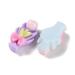 オペーク樹脂カボション  ミックスカラー  チューリップ  花  11~15.5x9~13.5x6~6.5mm&nbsp;RESI-K027-33B