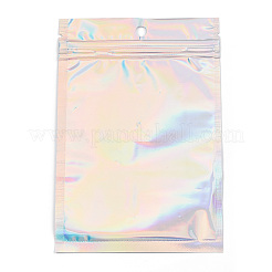 長方形のジッパー付きプラスチック製グリッターホログラフィックバッグ  再封可能なバッグ  透明  16x11cm  穴：8mm  片側の厚さ：2.3ミル（0.06mm）&nbsp;OPP-YWC0001-11X16