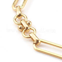 ブラスリンクチェーンブレスレット  トグル留め金付き  18KGP本金メッキ  7-1/2インチ（19cm）&nbsp;BJEW-JB06016