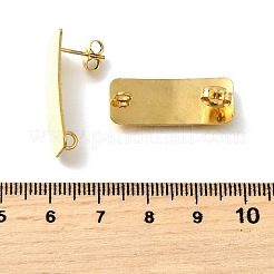304ステンレススチールスタッドピアス金具  長方形  18KGP本金メッキ  26x10mm  穴：2.5mm  ピン：0.8mm&nbsp;STAS-B087-08B-G