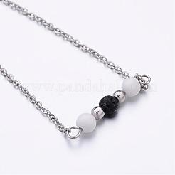 Natural Lava Rock Bead Pendant Necklaces&nbsp;NJEW-JN01653-01